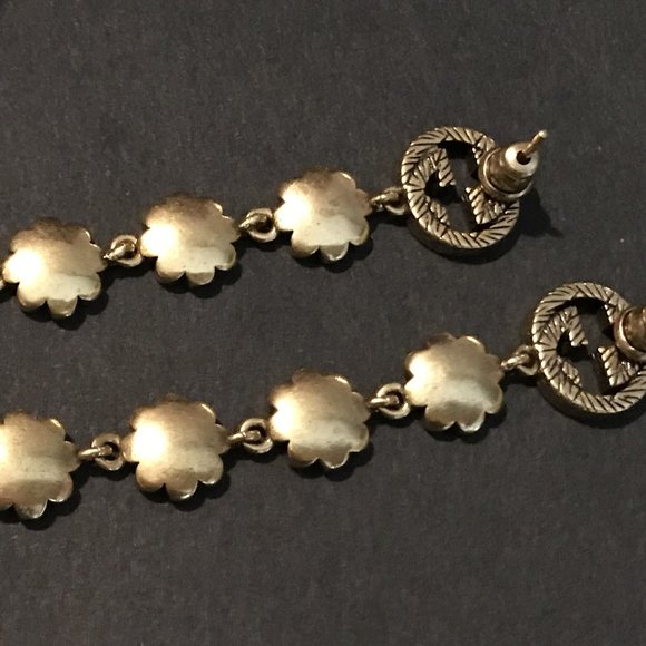 Gucci GG Marmont Pink Daisy Drop Earrings Silver 925 Aged Gold Finish GORGEOUS! - Picture 7 of 16